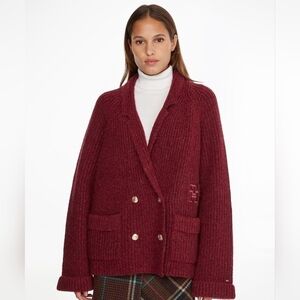 Tommy Hilfiger Maroon Preppy Peacoat Cardigan NWT